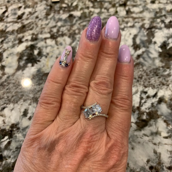 Double circular clear Stone ring - Picture 3 of 4